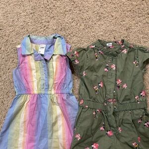 GAP Multicolor Striped and Green Floral Kids Dresses
